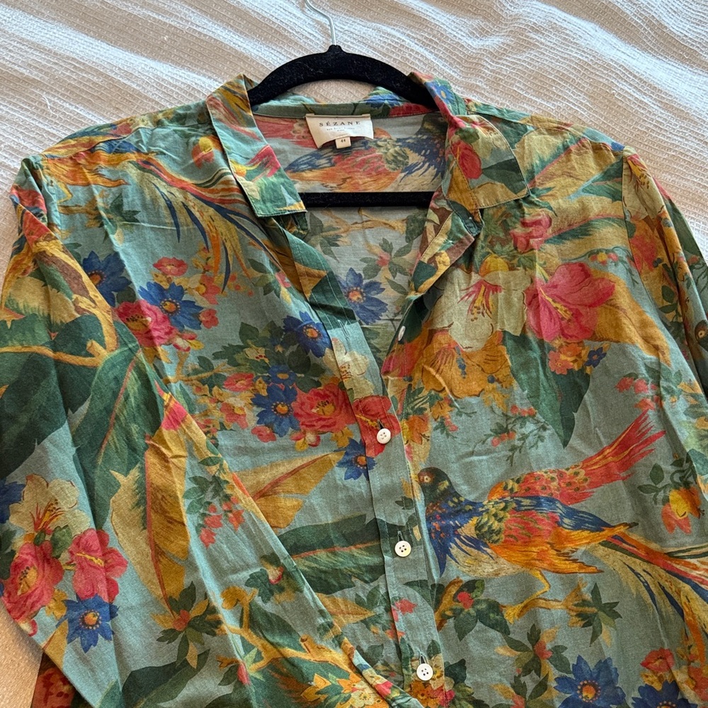 Sezane Multicolor Floral Tropical Blouse - Picture 3 of 3